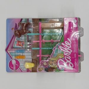 Barbie Mini Playset with Pet, Accessories and Working Foosball Table, Game - NEW